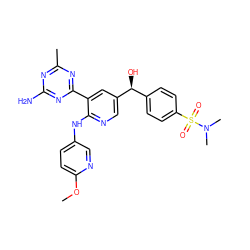 COc1ccc(Nc2ncc([C@@H](O)c3ccc(S(=O)(=O)N(C)C)cc3)cc2-c2nc(C)nc(N)n2)cn1 ZINC000113238650