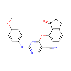 COc1ccc(Nc2ncc(C#N)c(Oc3cccc4c3C(=O)CC4)n2)cc1 ZINC000146007623