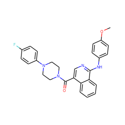 COc1ccc(Nc2ncc(C(=O)N3CCN(c4ccc(F)cc4)CC3)c3ccccc23)cc1 ZINC000004734277