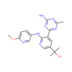 COc1ccc(Nc2ncc(C(C)(C)O)cc2-c2nc(C)nc(N)n2)cn1 ZINC000299841477