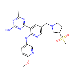 COc1ccc(Nc2ncc(CN3CC[C@H](S(C)(=O)=O)C3)cc2-c2nc(C)nc(N)n2)cn1 ZINC000095555999