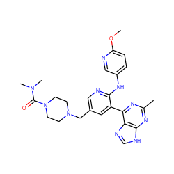 COc1ccc(Nc2ncc(CN3CCN(C(=O)N(C)C)CC3)cc2-c2nc(C)nc3[nH]cnc23)cn1 ZINC000113154297