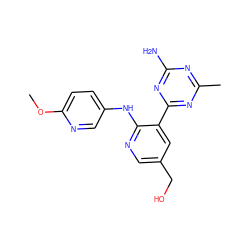 COc1ccc(Nc2ncc(CO)cc2-c2nc(C)nc(N)n2)cn1 ZINC000095557166