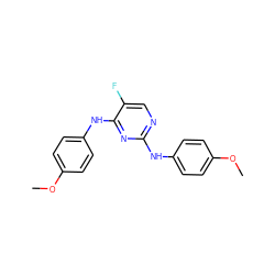 COc1ccc(Nc2ncc(F)c(Nc3ccc(OC)cc3)n2)cc1 ZINC000000310876