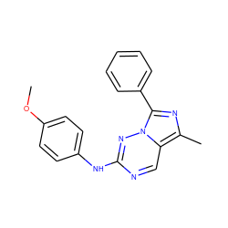 COc1ccc(Nc2ncc3c(C)nc(-c4ccccc4)n3n2)cc1 ZINC000040423647