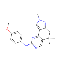 COc1ccc(Nc2ncc3c(n2)-c2c(nn(C)c2C)CC3(C)C)cc1 ZINC000169702153