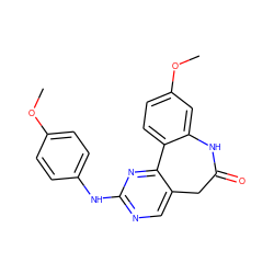 COc1ccc(Nc2ncc3c(n2)-c2ccc(OC)cc2NC(=O)C3)cc1 ZINC000045386128