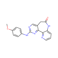 COc1ccc(Nc2ncc3c(n2)-c2ncccc2NC(=O)C3)cc1 ZINC000045375008