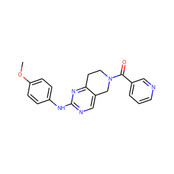 COc1ccc(Nc2ncc3c(n2)CCN(C(=O)c2cccnc2)C3)cc1 ZINC001772629605