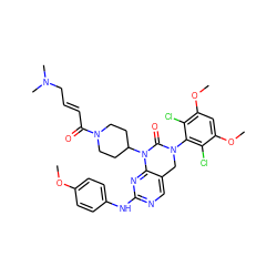 COc1ccc(Nc2ncc3c(n2)N(C2CCN(C(=O)/C=C/CN(C)C)CC2)C(=O)N(c2c(Cl)c(OC)cc(OC)c2Cl)C3)cc1 ZINC001772604362