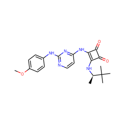 COc1ccc(Nc2nccc(Nc3c(N[C@H](C)C(C)(C)C)c(=O)c3=O)n2)cc1 ZINC000101595932