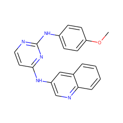 COc1ccc(Nc2nccc(Nc3cnc4ccccc4c3)n2)cc1 ZINC000034054117