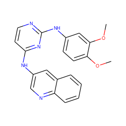 COc1ccc(Nc2nccc(Nc3cnc4ccccc4c3)n2)cc1OC ZINC000038445580