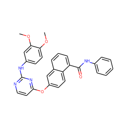 COc1ccc(Nc2nccc(Oc3ccc4c(C(=O)Nc5ccccc5)cccc4c3)n2)cc1OC ZINC000653782589