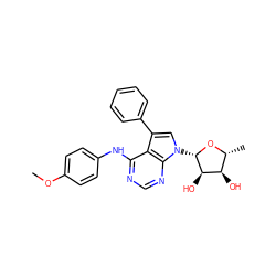 COc1ccc(Nc2ncnc3c2c(-c2ccccc2)cn3[C@@H]2O[C@H](C)[C@@H](O)[C@H]2O)cc1 ZINC000013809496