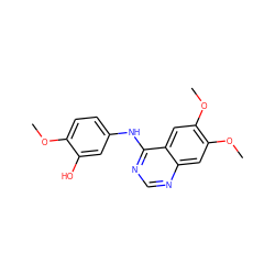 COc1ccc(Nc2ncnc3cc(OC)c(OC)cc23)cc1O ZINC000653739061