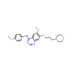 COc1ccc(Nc2ncnc3cc(OCCCN4CCOCC4)c(OC)cc23)cc1 ZINC000013559410