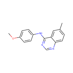 COc1ccc(Nc2ncnc3ccc(C)cc23)cc1 ZINC000000122930