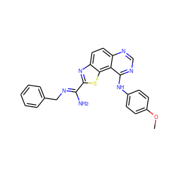COc1ccc(Nc2ncnc3ccc4nc(/C(N)=N/Cc5ccccc5)sc4c23)cc1 ZINC000207590506