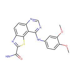 COc1ccc(Nc2ncnc3ccc4nc(C(N)=O)sc4c23)cc1OC ZINC000206014352