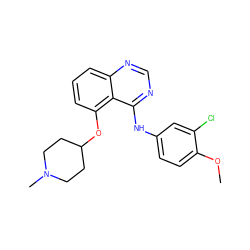 COc1ccc(Nc2ncnc3cccc(OC4CCN(C)CC4)c23)cc1Cl ZINC000028525646