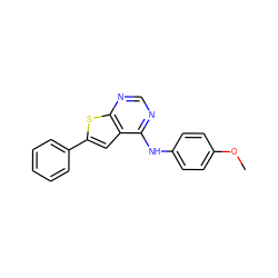 COc1ccc(Nc2ncnc3sc(-c4ccccc4)cc23)cc1 ZINC000000091686