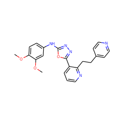 COc1ccc(Nc2nnc(-c3cccnc3CCc3ccncc3)o2)cc1OC ZINC000014946606