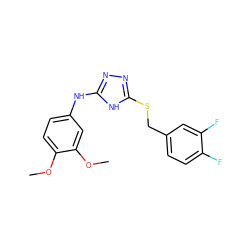 COc1ccc(Nc2nnc(SCc3ccc(F)c(F)c3)[nH]2)cc1OC ZINC000014964240