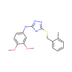 COc1ccc(Nc2nnc(SCc3ccccc3C)[nH]2)cc1OC ZINC000014964229