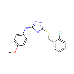 COc1ccc(Nc2nnc(SCc3ccccc3F)[nH]2)cc1 ZINC000014964198