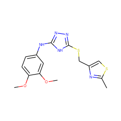 COc1ccc(Nc2nnc(SCc3csc(C)n3)[nH]2)cc1OC ZINC000014964259