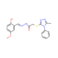 COc1ccc(O)c(/C=N/NC(=O)CSc2nnc(C)n2-c2ccccc2)c1 ZINC000000694915