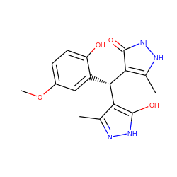 COc1ccc(O)c([C@@H](c2c(C)n[nH]c2O)c2c(C)[nH][nH]c2=O)c1 ZINC000020001989