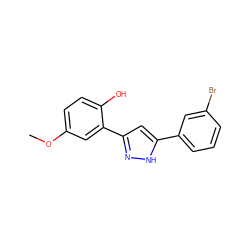 COc1ccc(O)c(-c2cc(-c3cccc(Br)c3)[nH]n2)c1 ZINC000013126645