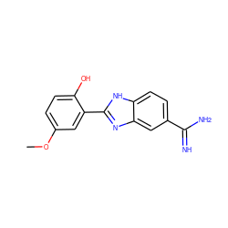 COc1ccc(O)c(-c2nc3cc(C(=N)N)ccc3[nH]2)c1 ZINC000008657209