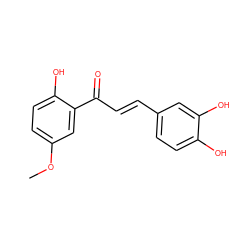 COc1ccc(O)c(C(=O)/C=C/c2ccc(O)c(O)c2)c1 ZINC000013834209