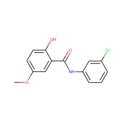 COc1ccc(O)c(C(=O)Nc2cccc(Cl)c2)c1 ZINC000013589760