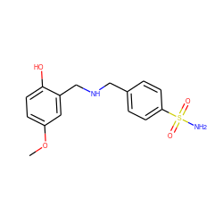 COc1ccc(O)c(CNCc2ccc(S(N)(=O)=O)cc2)c1 ZINC000169332656