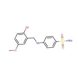 COc1ccc(O)c(CNc2ccc(S(N)(=O)=O)cc2)c1 ZINC000020556803