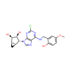 COc1ccc(O)c(CNc2nc(Cl)nc3c2ncn3[C@H]2[C@H](O)[C@H](O)[C@@H]3C[C@@H]32)c1 ZINC000040424102