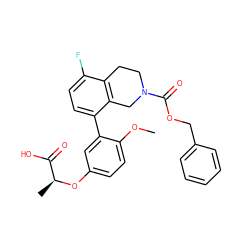 COc1ccc(O[C@@H](C)C(=O)O)cc1-c1ccc(F)c2c1CN(C(=O)OCc1ccccc1)CC2 ZINC000144294401