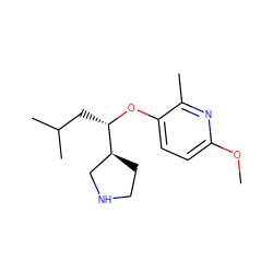 COc1ccc(O[C@@H](CC(C)C)[C@H]2CCNC2)c(C)n1 ZINC000068247258