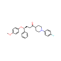 COc1ccc(O[C@@H](CCC(=O)C2CCN(c3ccc(F)cc3)CC2)c2ccccc2)cc1 ZINC000027629788