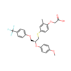 COc1ccc(O[C@@H](COc2ccc(C(F)(F)F)cc2)CSc2ccc(OCC(=O)O)c(C)c2)cc1 ZINC000028704675