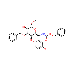 COc1ccc(O[C@@H]2[C@H](CNC(=O)OCc3ccccc3)O[C@@H](OC)[C@H](O)[C@@H]2OCc2ccccc2)cc1 ZINC000029467545