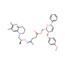 COc1ccc(O[C@H]2C=C[C@@H](c3ccccc3)O[C@H]2COC(=O)CC/C(C)=N\O[C@@H](C)CN2CCCc3nc(C)c(C)cc32)cc1 ZINC000008035619