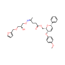 COc1ccc(O[C@H]2C=C[C@@H](c3ccccc3)O[C@H]2COC(=O)CC/C(C)=N\OC[C@@H](O)COCc2ccco2)cc1 ZINC000008035627