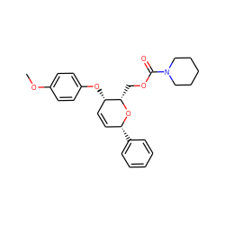 COc1ccc(O[C@H]2C=C[C@@H](c3ccccc3)O[C@H]2COC(=O)N2CCCCC2)cc1 ZINC000007998344
