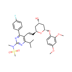 COc1ccc(O[C@H]2C[C@@H](O)C[C@H](/C=C/c3c(-c4ccc(F)cc4)nc(N(C)S(C)(=O)=O)nc3C(C)C)O2)c(OC)c1 ZINC001772577234