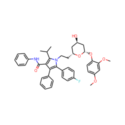 COc1ccc(O[C@H]2C[C@H](O)C[C@@H](CCn3c(-c4ccc(F)cc4)c(-c4ccccc4)c(C(=O)Nc4ccccc4)c3C(C)C)O2)c(OC)c1 ZINC000198428202